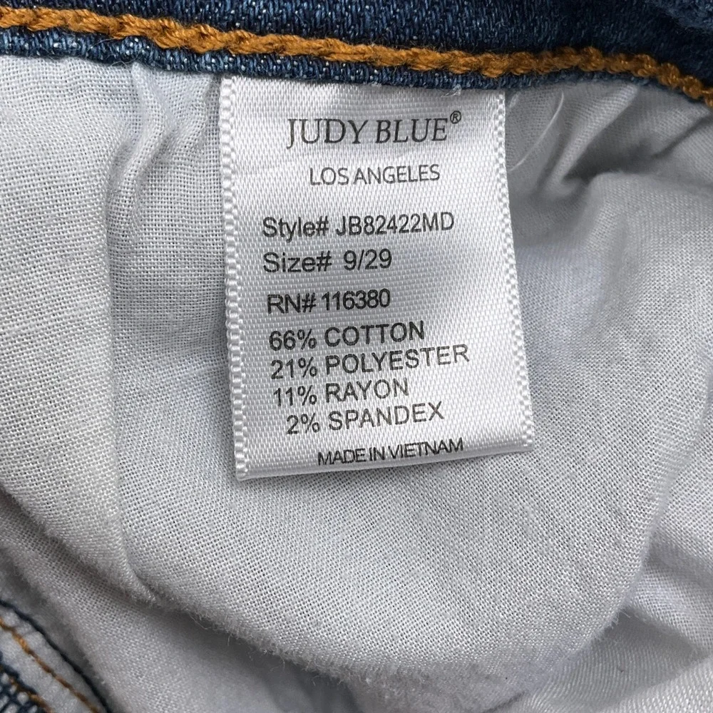 Judy Blue Skinny Jeans Women 9/29 Blue Frayed Hem Ankle‎ Slit Stretch JB82422MD